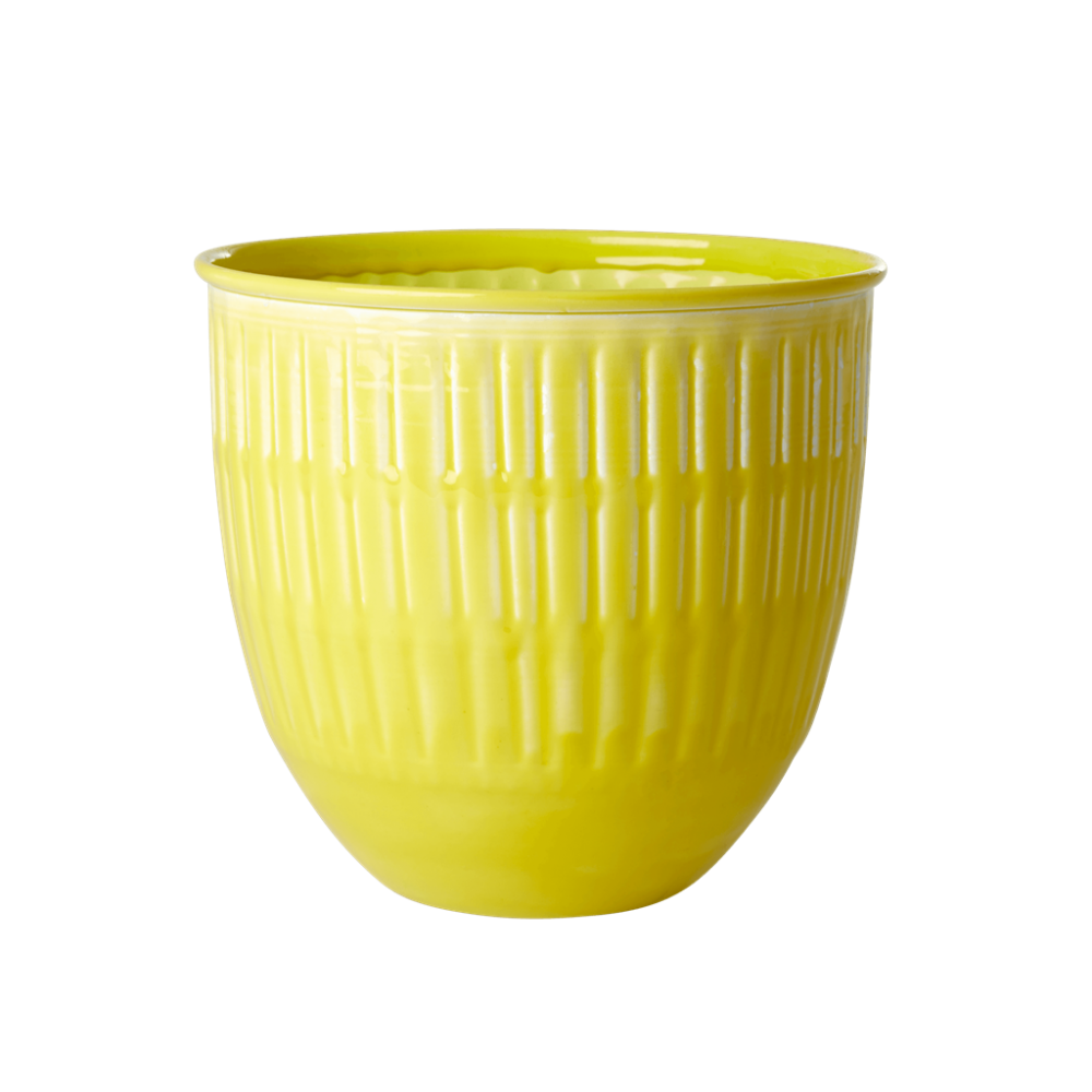 Yellow Metal Flower Pot By Rice DK